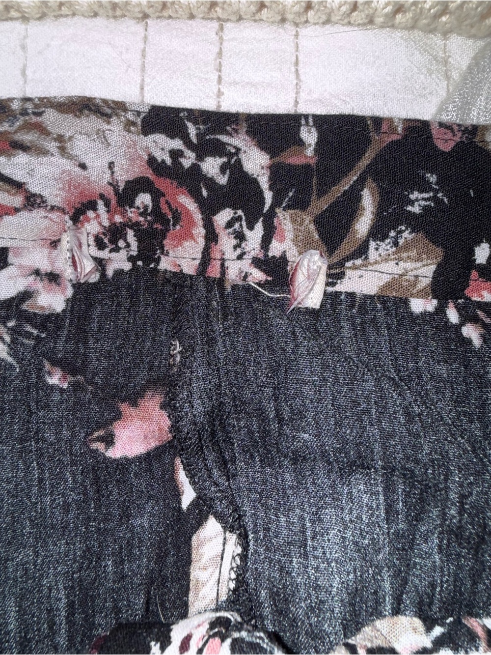 Floral Button-Front Black Maxi Skirt - Pink Floral - Picture 5 of 6